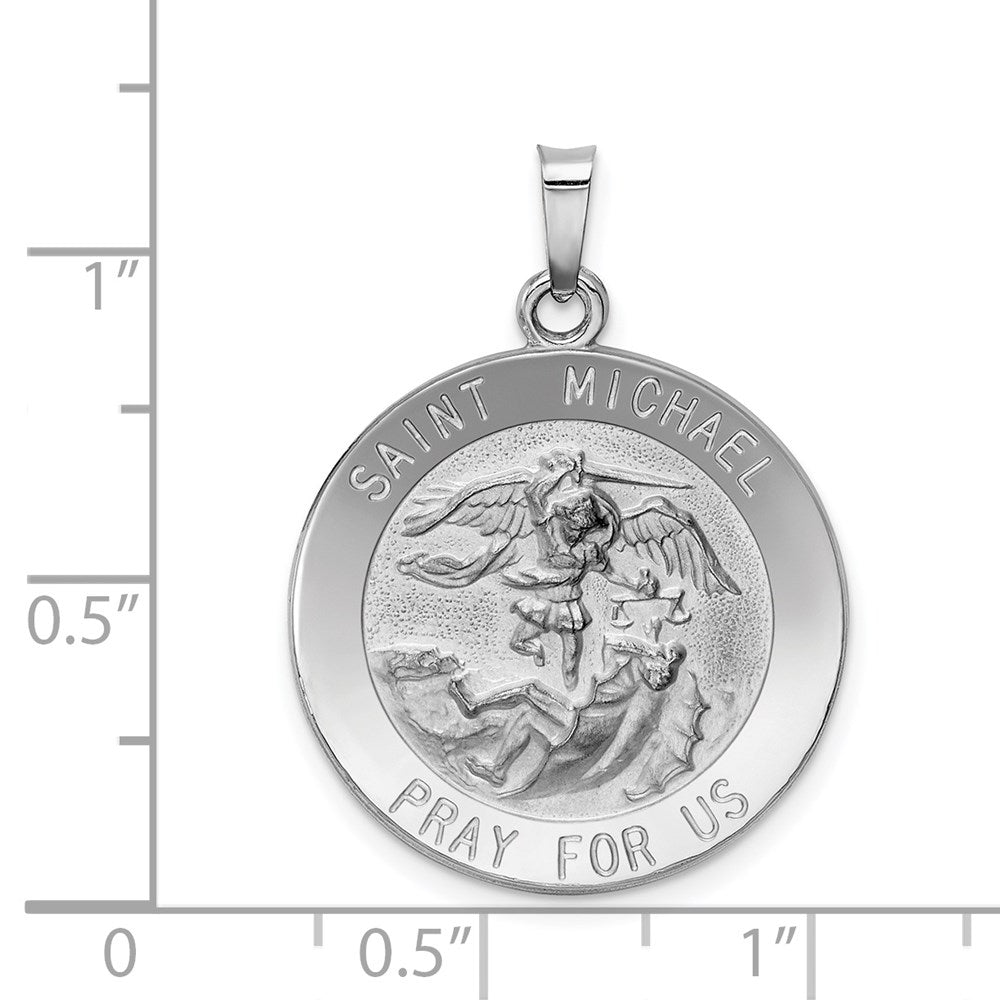 FJC Finejewelers 14 kt White Gold Saint Michael Medal Charm 30 mm x 22 mm