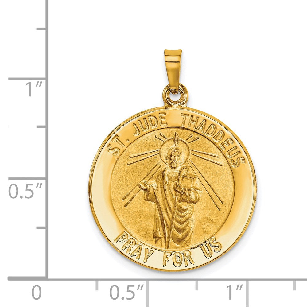 FJC Finejewelers 14 kt Yellow Gold Saint Jude Medal Hollow Charm 29 x 22 mm