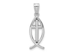 FJC Finejewelers 14 kt White Gold Cross Ichthus Fish Charm 26 mm x 9 mm