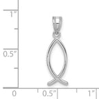 FJC Finejewelers 14 kt White Gold Ichthus Fish Charm 23 mm x 8 mm