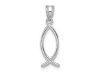 FJC Finejewelers 14 kt White Gold Ichthus Fish Charm 23 mm x 8 mm