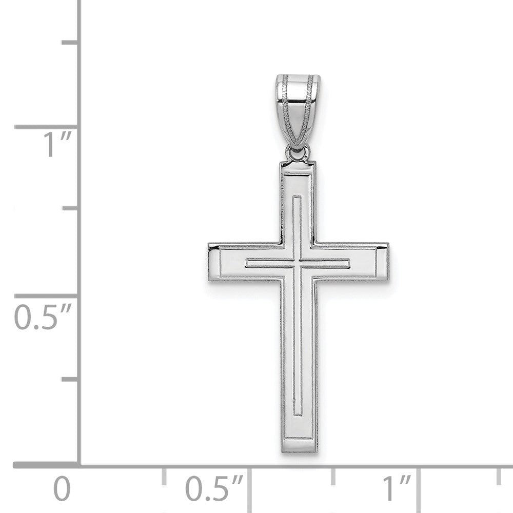 FJC Finejewelers 14 kt White Gold Polished Flat Back Cross Charm 29 x 15mm