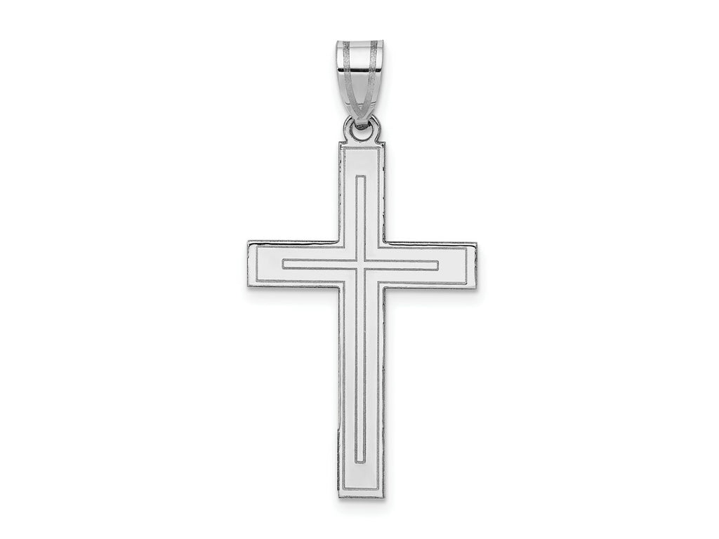 FJC Finejewelers 14 kt White Gold Polished with Rhodium Cross Charm 36 x 18mm