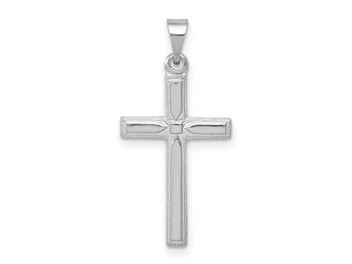 FJC Finejewelers 14 kt White Gold Hollow Cross Charm 24 mm x 12 mm