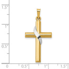 FJC Finejewelers 14 kt Two Tone Gold Two-Tone Hollow Cross with Drape Charm 33 x 16 mm