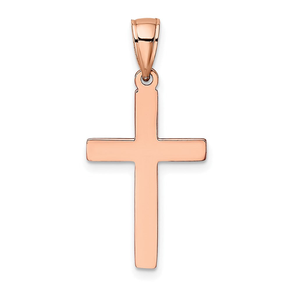FJC Finejewelers 14 kt Rose Gold Polished Beveled Cross Charm 25 mm x 14 mm