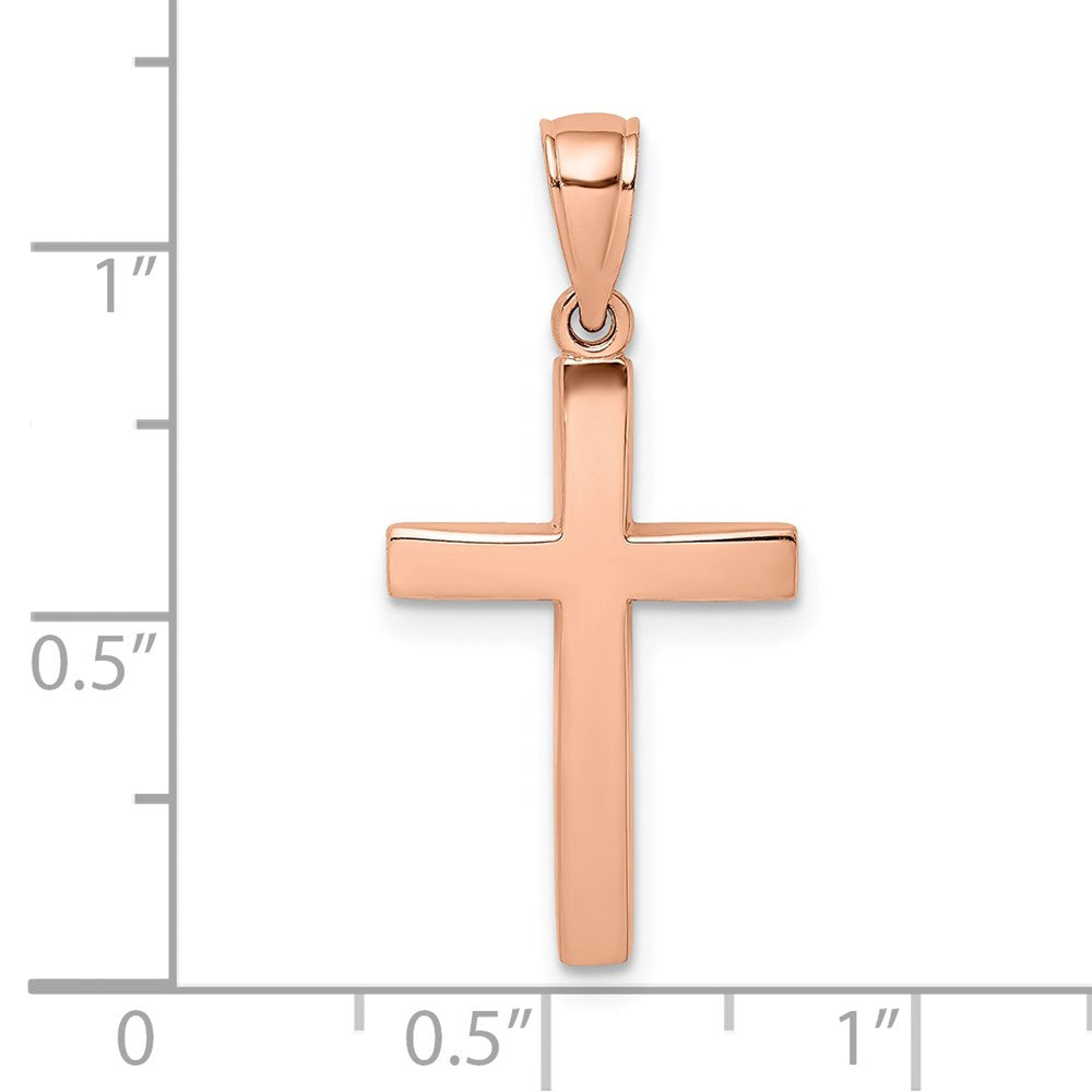 FJC Finejewelers 14 kt Rose Gold Polished Beveled Cross Charm 25 mm x 14 mm