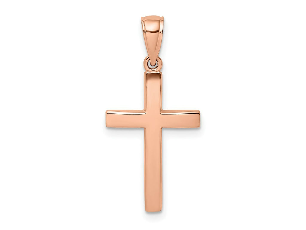 FJC Finejewelers 14 kt Rose Gold Polished Beveled Cross Charm 25 mm x 14 mm