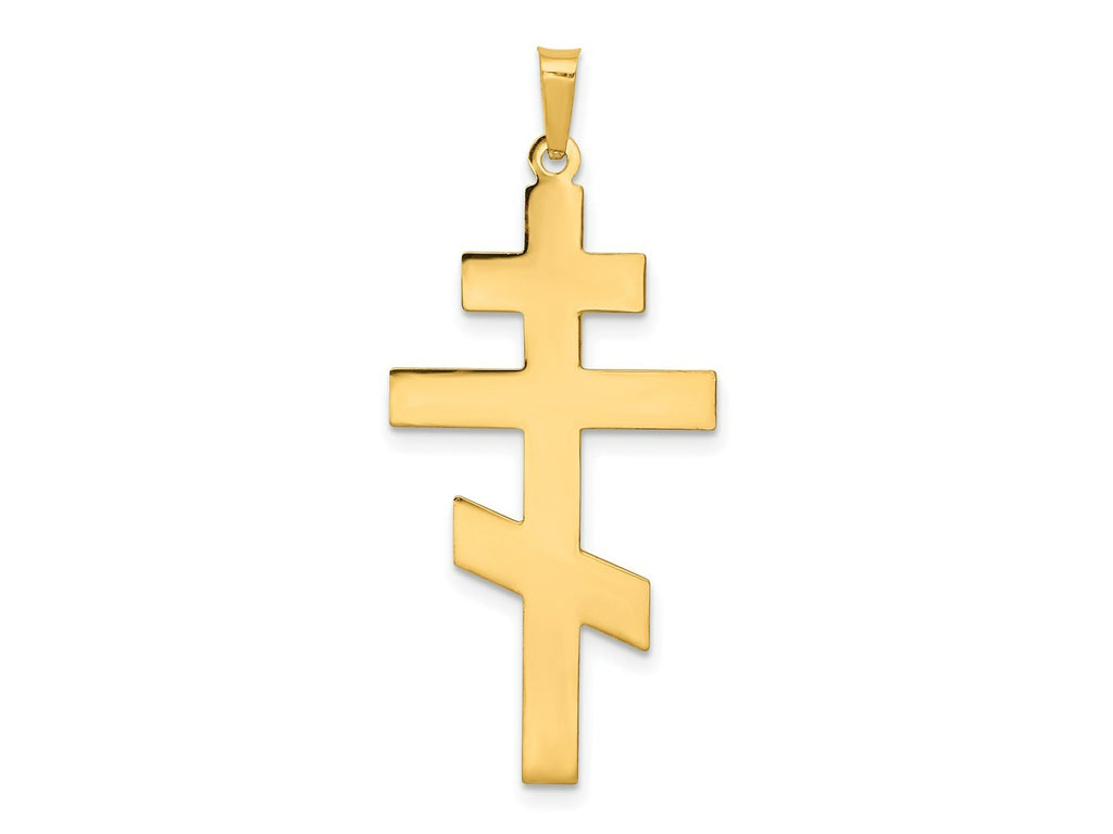 FJC Finejewelers 14 kt Yellow Gold Eastern Orthodox Cross Charm 38 x 19 mm
