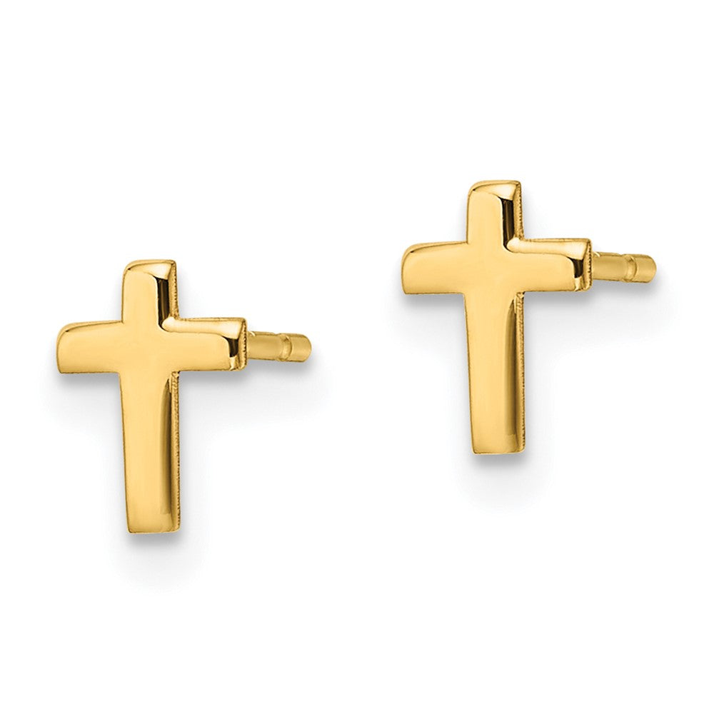 FJC Finejewelers 14 kt Yellow Gold Button Polished Cross Post Earrings 6 x 5 mm