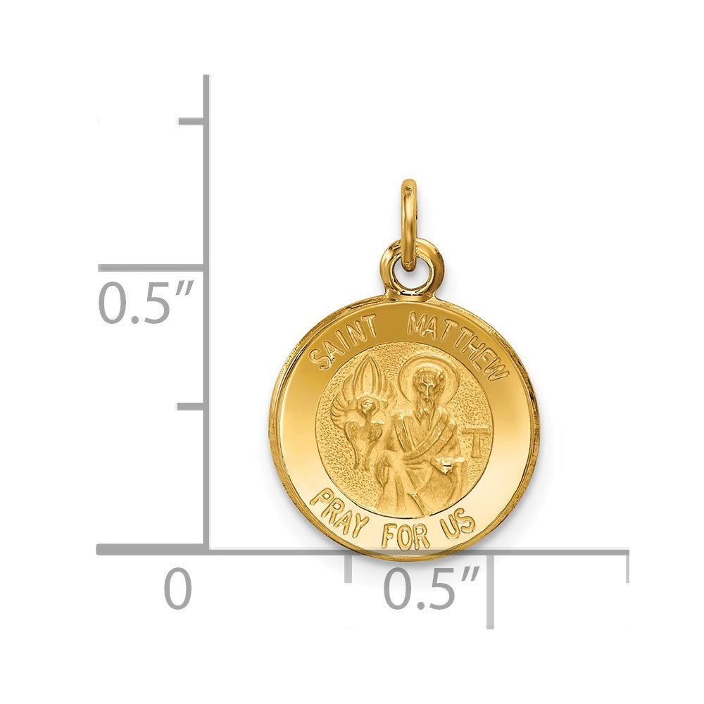 FJC Finejewelers 14 kt Yellow Gold Saint Matthew Medal Charm 19 x 12 mm