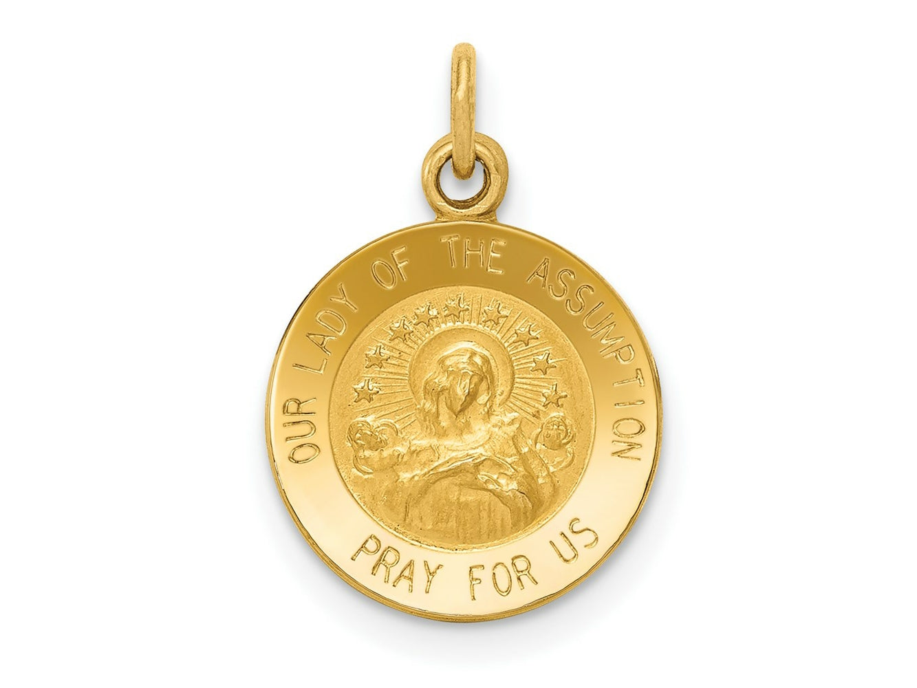 FJC Finejewelers 14 kt Yellow Gold Our Lady Of The Assumption Medal Charm 17 x 12 mm