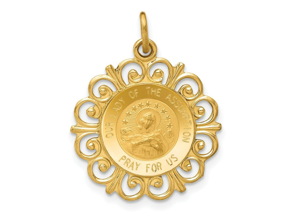 FJC Finejewelers 14 kt Yellow Gold Our Lady Of The Assumption Medal Charm 23 x 19 mm
