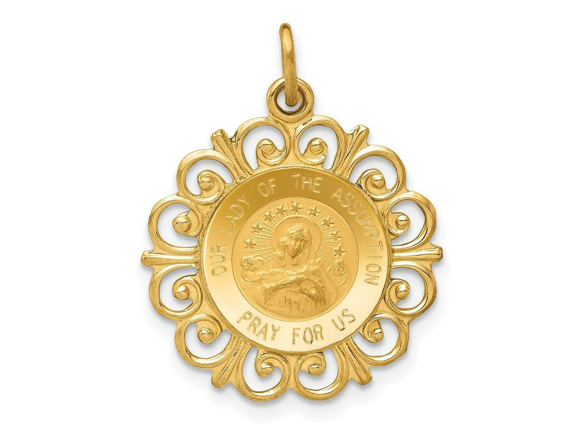 FJC Finejewelers 14 kt Yellow Gold Our Lady Of The Assumption Medal Charm 23 x 19 mm