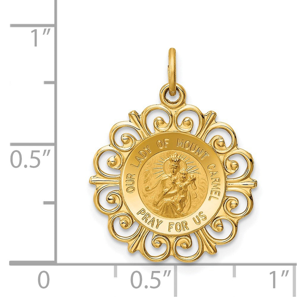 FJC Finejewelers 14 kt Yellow Gold Our Lady of Mt. Carmel Medal Charm 24 x 19 mm