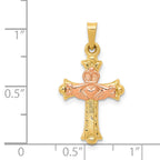 FJC Finejewelers 14 kt Two Tone Gold Claddagh Cross Charm 28 x 15 mm