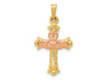 FJC Finejewelers 14 kt Two Tone Gold Claddagh Cross Charm 28 x 15 mm
