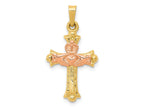 FJC Finejewelers 14 kt Two Tone Gold Claddagh Cross Charm 28 x 15 mm