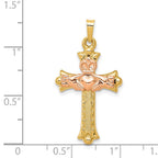 FJC Finejewelers 14 kt Two Tone Gold Two-Tone Claddagh Cross Charm 34 x 18 mm