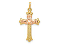 FJC Finejewelers 14 kt Two Tone Gold Two-Tone Claddagh Cross Charm 34 x 18 mm