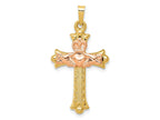 FJC Finejewelers 14 kt Two Tone Gold Two-Tone Claddagh Cross Charm 34 x 18 mm