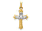 FJC Finejewelers 14 kt Two Tone Gold Claddagh Cross Charm 28 x 15 mm