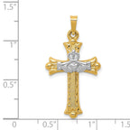FJC Finejewelers 14 kt Two Tone Gold Claddagh Cross Charm 34 x 18 mm