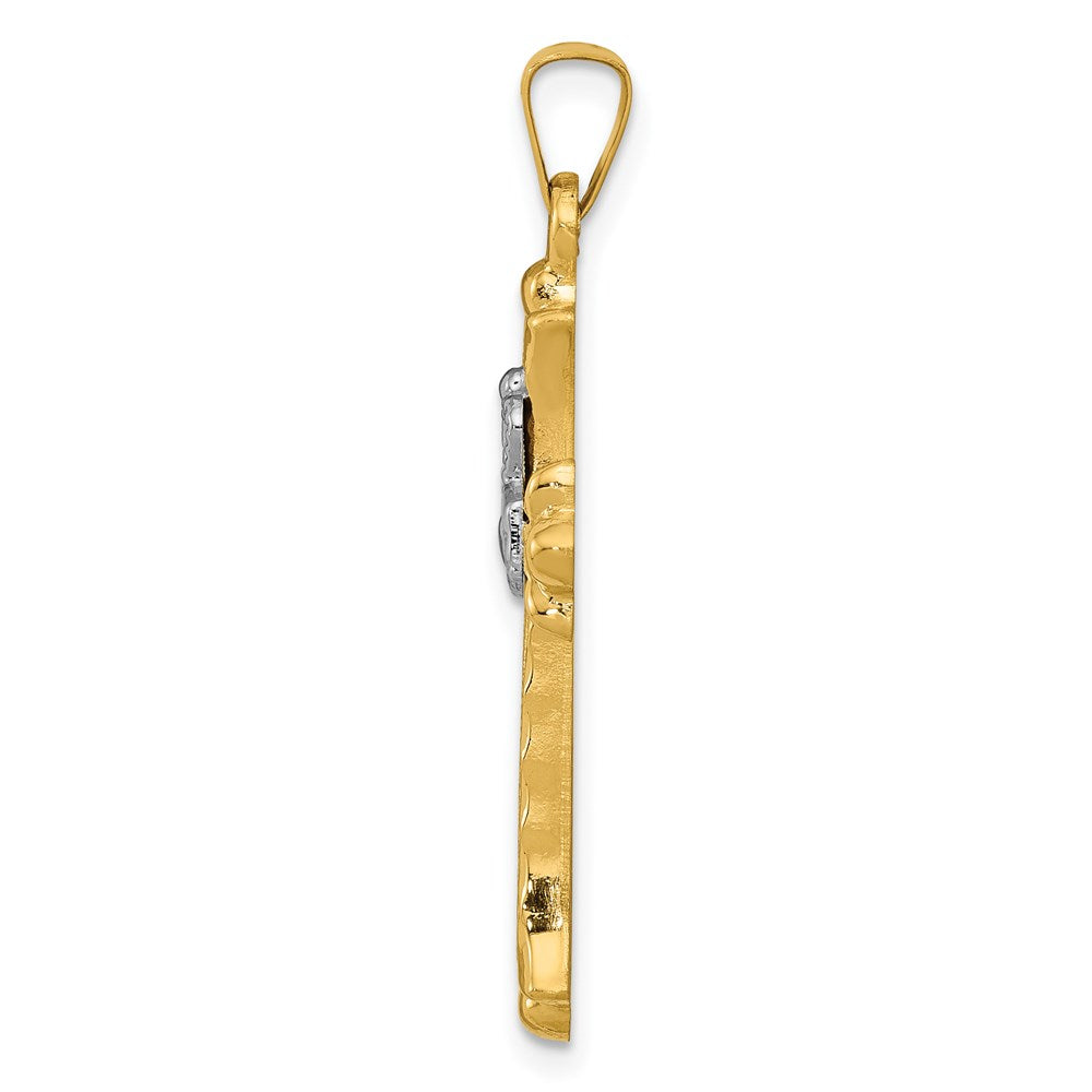 FJC Finejewelers 14 kt Two Tone Gold Claddagh Cross Charm 34 x 18 mm