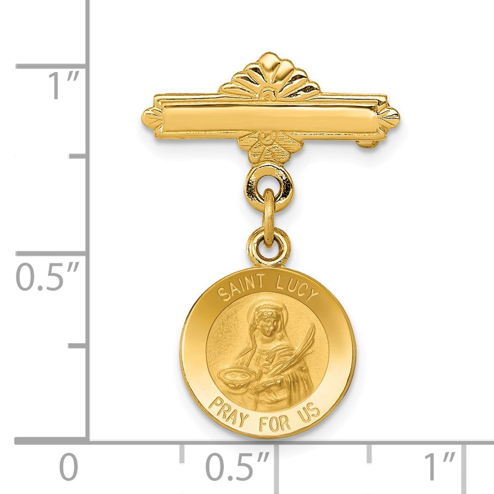 FJC Finejewelers 14 kt Yellow Gold Pin Saint Lucy Medal Pin 26 x 18 mm