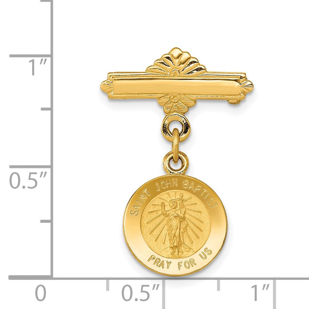 FJC Finejewelers 14 kt Yellow Gold Saint John the Baptist Medal Pin 26 x 18 mm