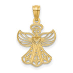 FJC Finejewelers 14 kt Yellow Gold with Rhodium Filigree Angel Charm 24 x 15 mm
