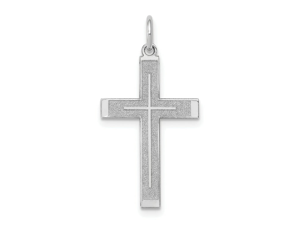 FJC Finejewelers 14 kt White Gold Laser Designed Cross Charm 26 mm x 13 mm