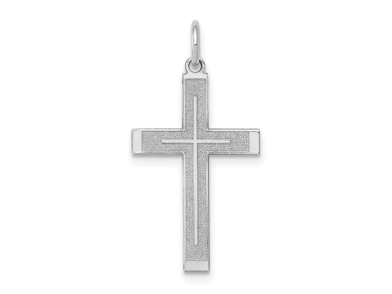FJC Finejewelers 14 kt White Gold Laser Designed Cross Charm 26 mm x 13 mm