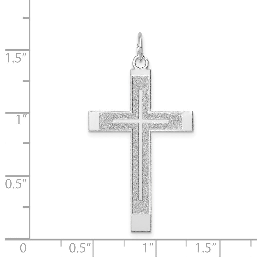 FJC Finejewelers 14 kt White Gold Laser Designed Cross Charm 40 mm x 22 mm