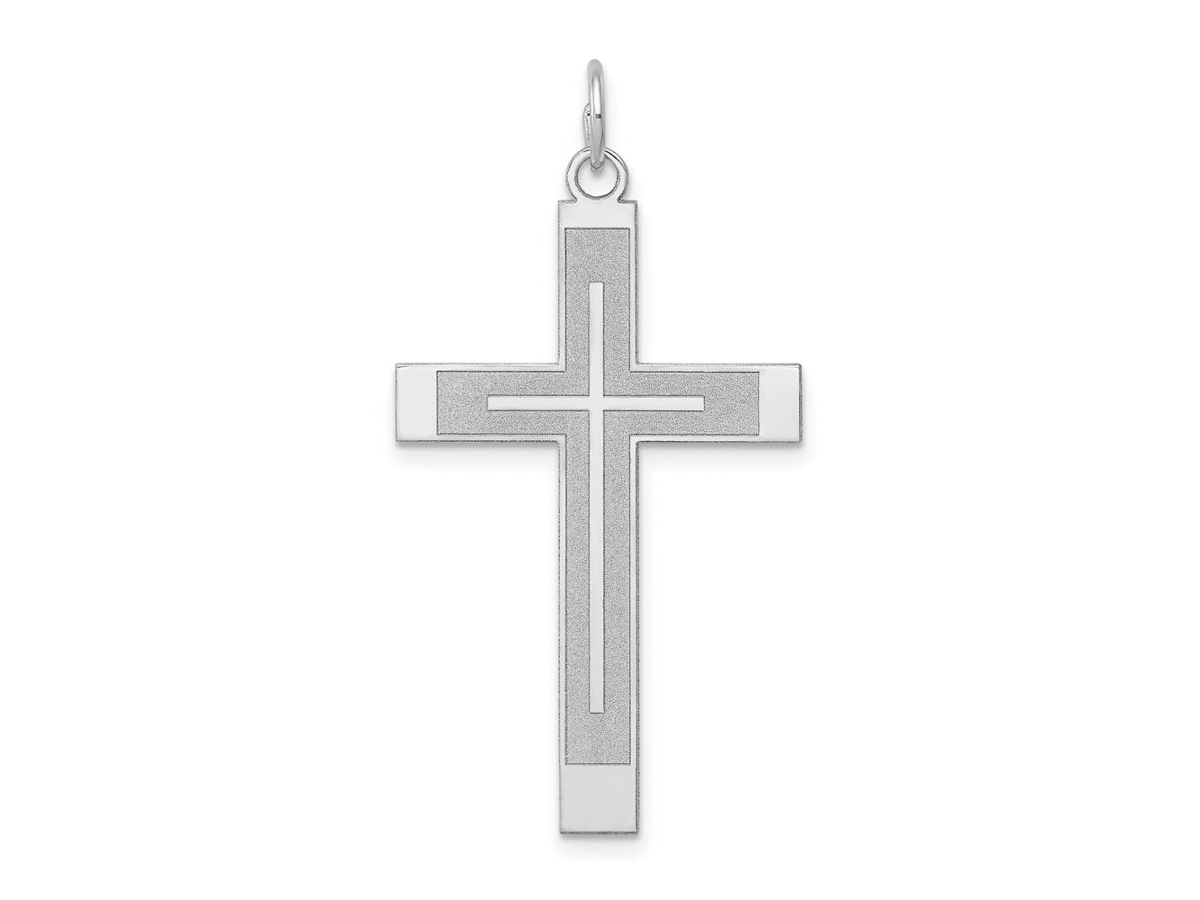 FJC Finejewelers 14 kt White Gold Laser Designed Cross Charm 40 mm x 22 mm
