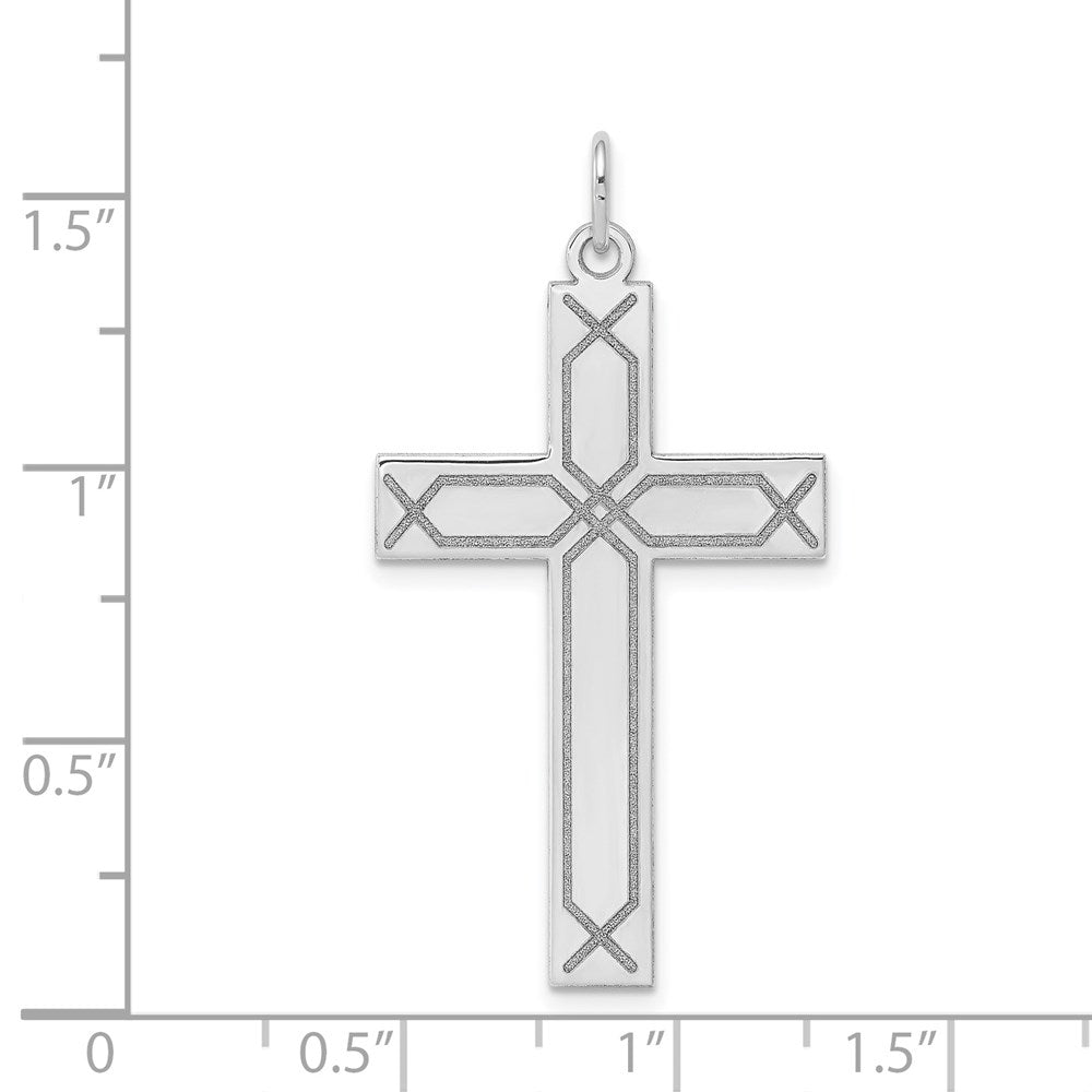 FJC Finejewelers 14 kt White Gold Laser Designed Cross Charm 41 mm x 22 mm