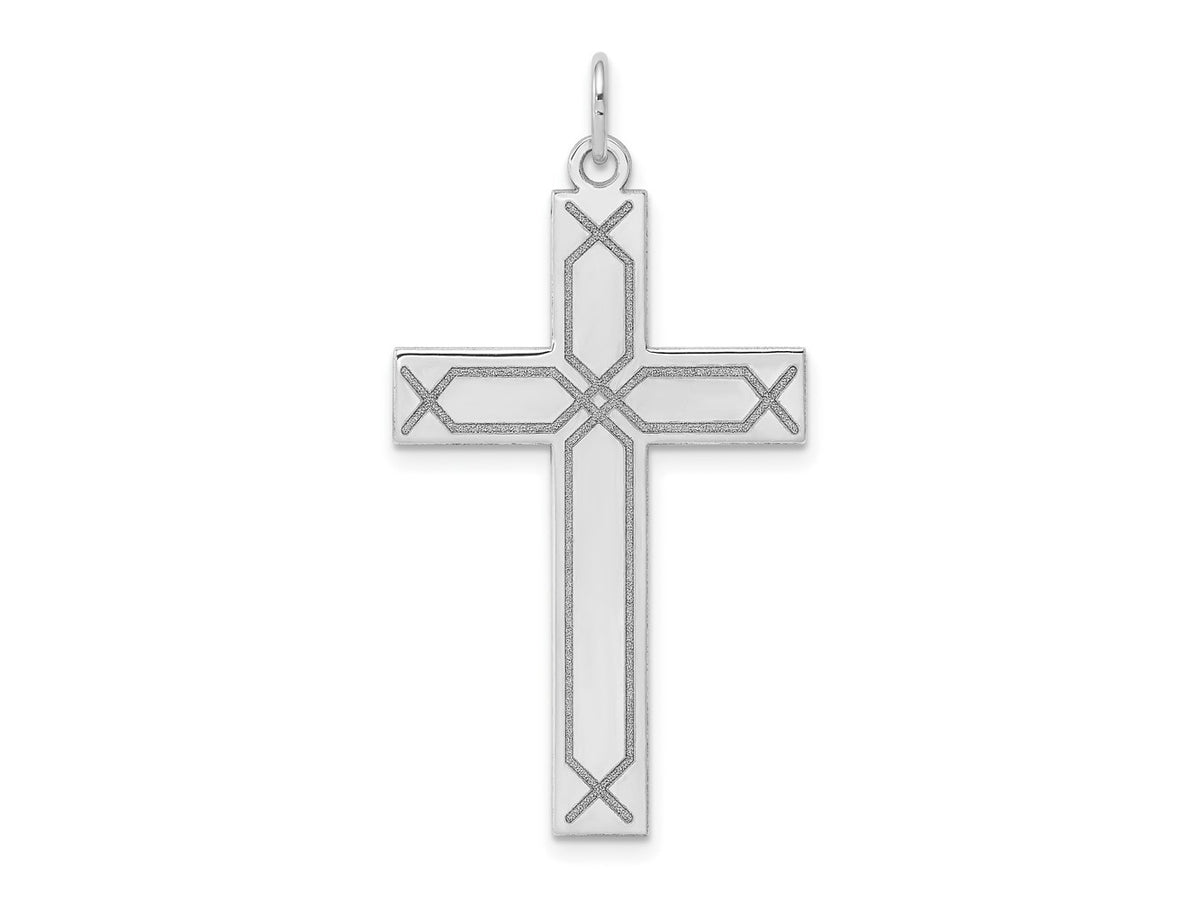 FJC Finejewelers 14 kt White Gold Laser Designed Cross Charm 41 mm x 22 mm