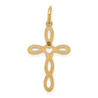 FJC Finejewelers 14 kt Yellow Gold Loop with Center Heart Cross Charm 27 x 14 mm