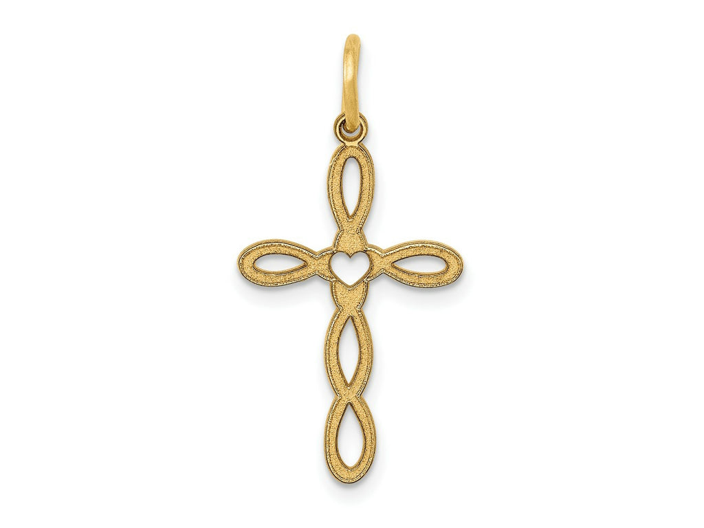 FJC Finejewelers 14 kt Yellow Gold Loop with Center Heart Cross Charm 27 x 14 mm