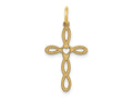 FJC Finejewelers 14 kt Yellow Gold Loop with Center Heart Cross Charm 27 x 14 mm