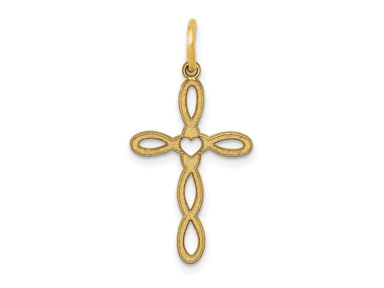 FJC Finejewelers 14 kt Yellow Gold Loop with Center Heart Cross Charm 27 x 14 mm