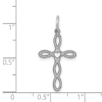 FJC Finejewelers 14 kt White Gold Loop with Center Heart Cross Charm 27 mm x 14 mm