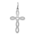 FJC Finejewelers 14 kt White Gold Loop with Center Heart Cross Charm 27 mm x 14 mm