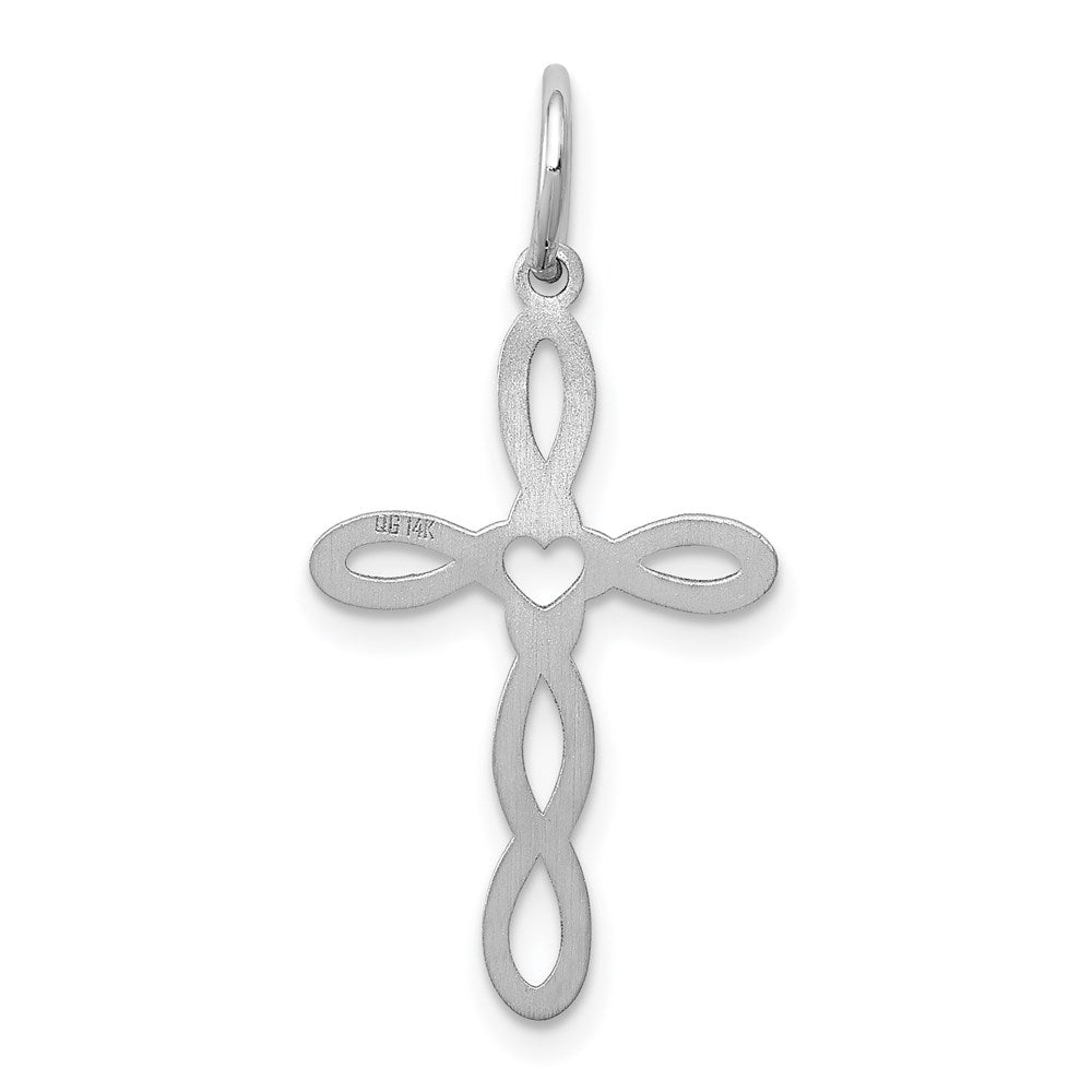 FJC Finejewelers 14 kt White Gold Loop with Center Heart Cross Charm 27 mm x 14 mm