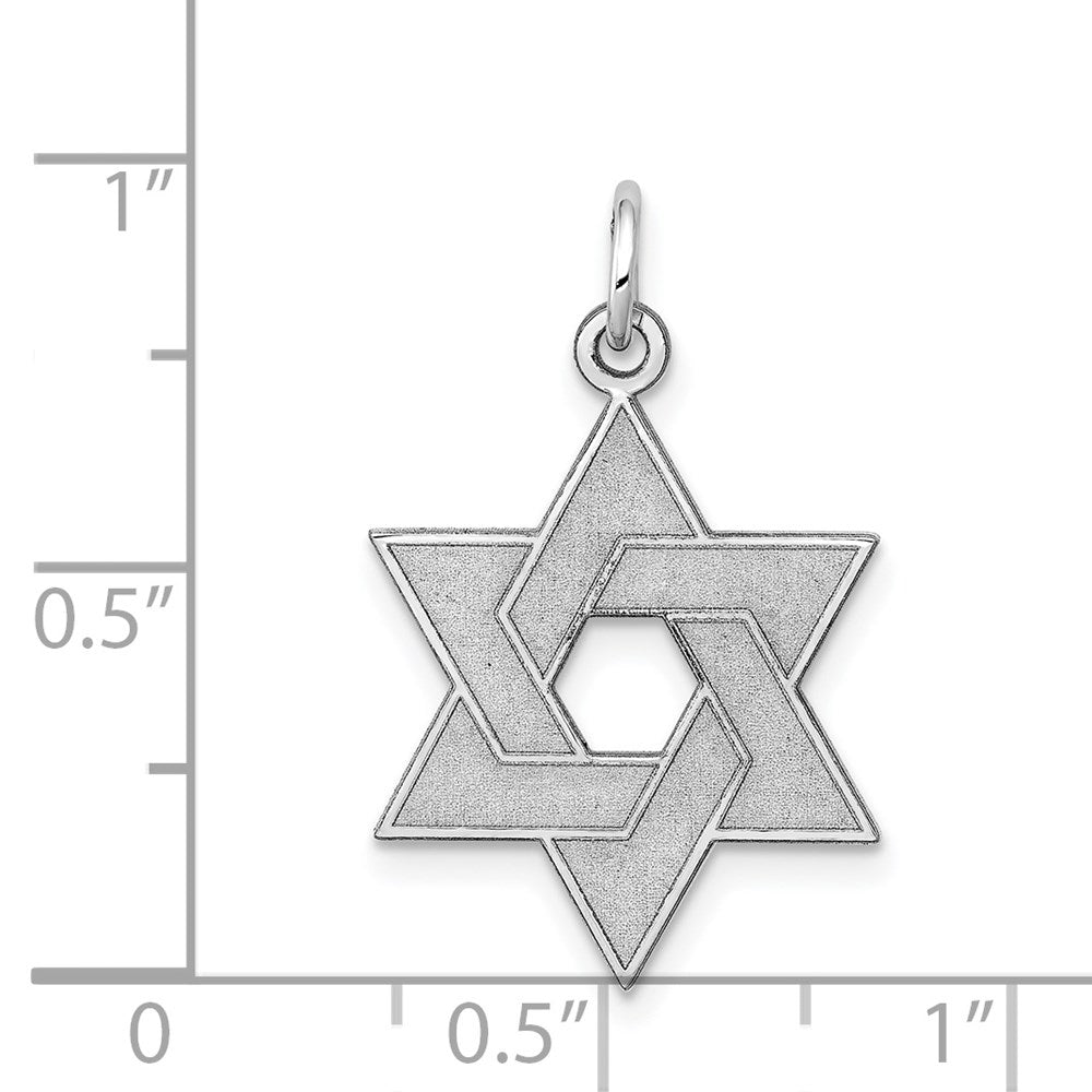 FJC Finejewelers 14 kt White Gold Laser Designed Star of David Charm 26 mm x 17 mm