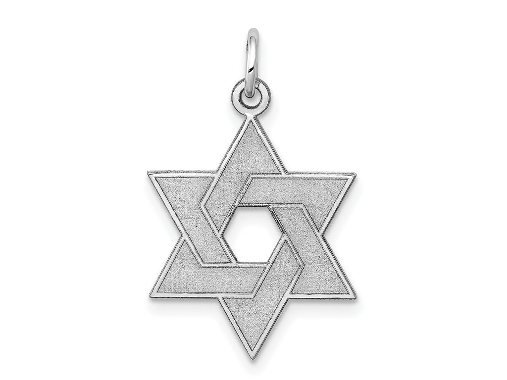 FJC Finejewelers 14 kt White Gold Laser Designed Star of David Charm 26 mm x 17 mm