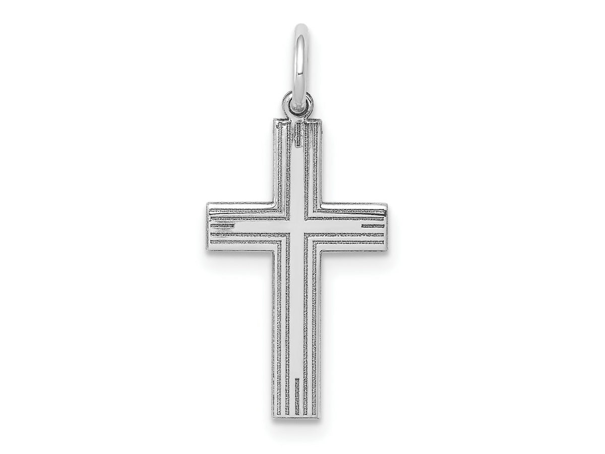FJC Finejewelers 14 kt White Gold Laser Designed Cross Charm 22 mm x 11 mm