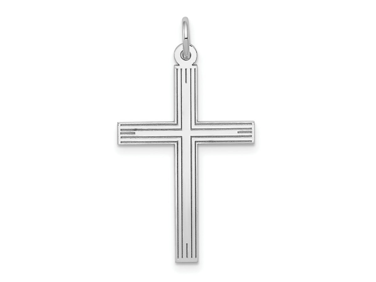 FJC Finejewelers 14 kt White Gold Laser Designed Cross Charm 32 mm x 17 mm