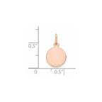 FJC Finejewelers 14 kt Rose Gold Personalized Plain .009 Gauge Circular Engraveable Disc Charm 16 mm x 10 mm