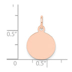 FJC Finejewelers 14 kt Rose Gold Personalized Plain .018 Gauge Circular Engraveable Disc Charm 19 mm x 12 mm